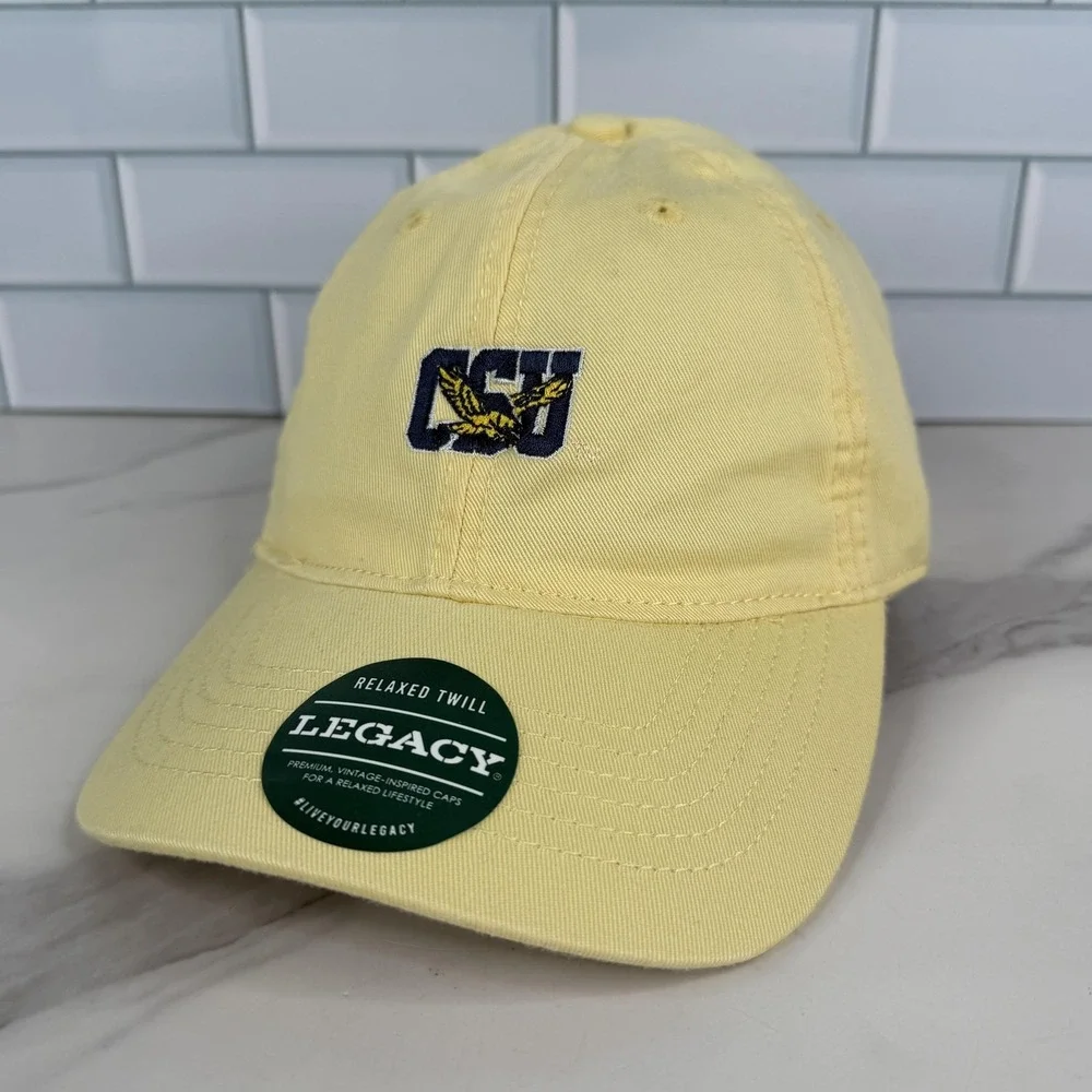 CSU Hat Cap Strap Back Mens Yellow NCAA Coppin State Baseball Football Relaxed